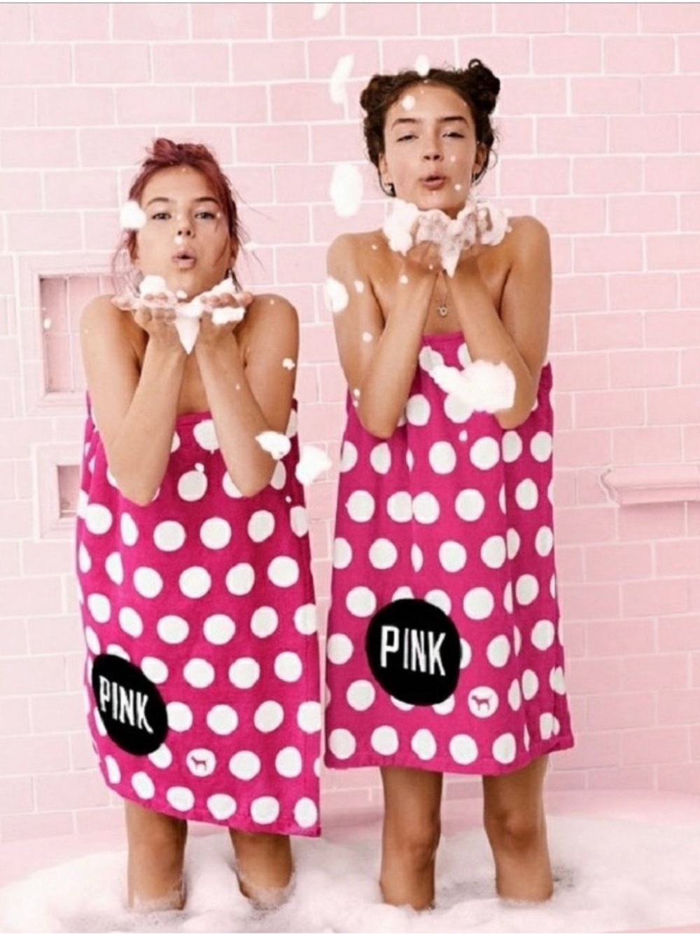 PINK VS Polka Dot Towel Wrap - Picture 2 of 8